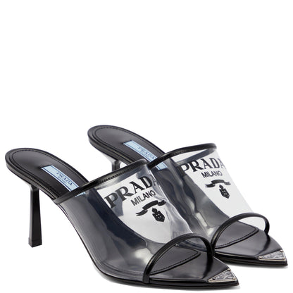Womens Prada Logo PVC Heels