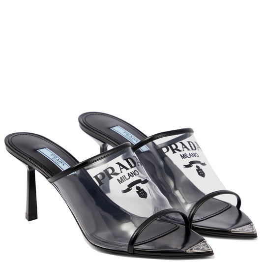 Womens Prada Logo PVC Heels