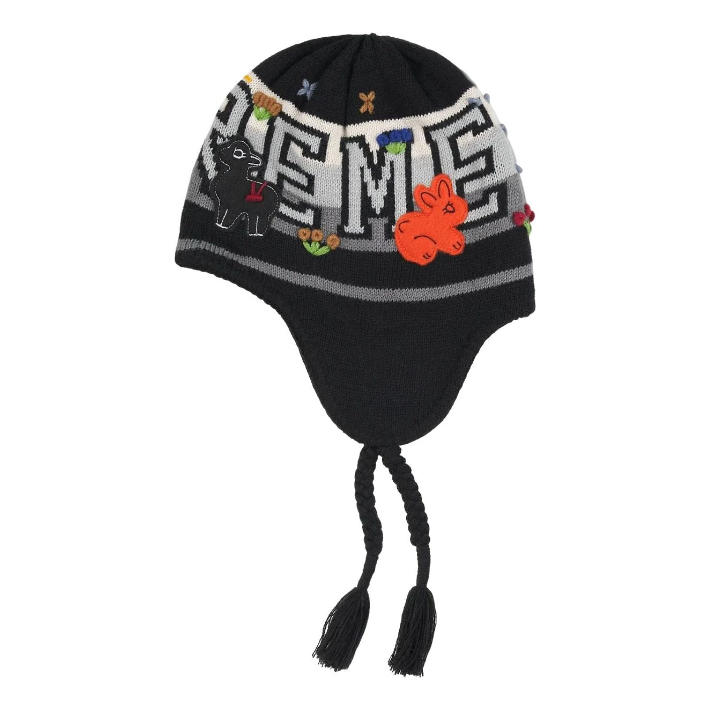 Supreme FW25 Felt Appliqué Earflap Beanie 'Black' FW25BN36-BLACK