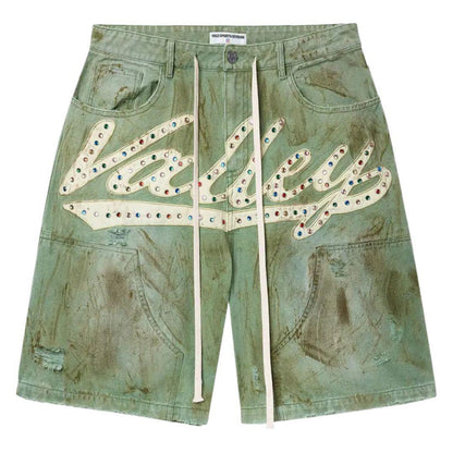 VALE FOREVER SKITTLE DENIM SHORTS GREEN