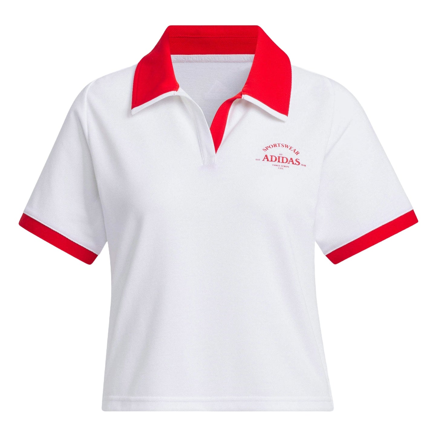 (WMNS) adidas VERBIAGE Polo T-Shirt Asia Sizing 'White Red' JC8685
