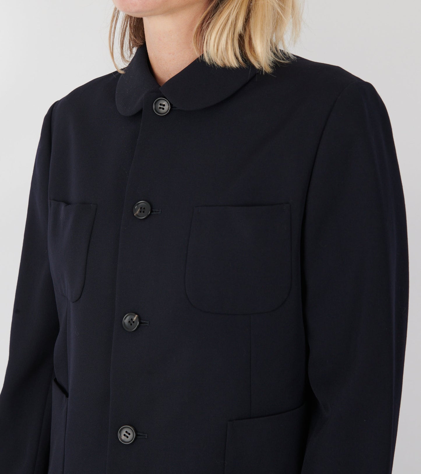 Round Collar Jacket Navy