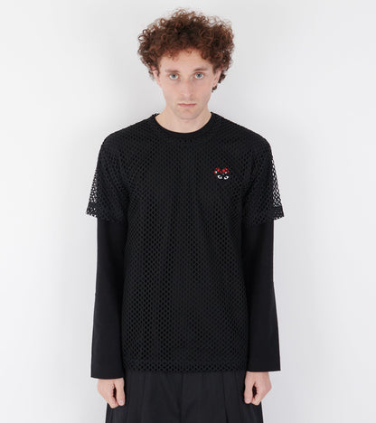 U Black Heart Mesh T-shirt Black