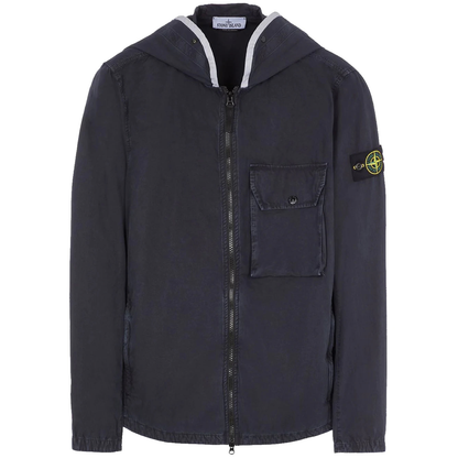 Stone Island Navy Brushed Hooded Overshirt