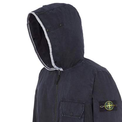 Stone Island Navy Brushed Hooded Overshirt