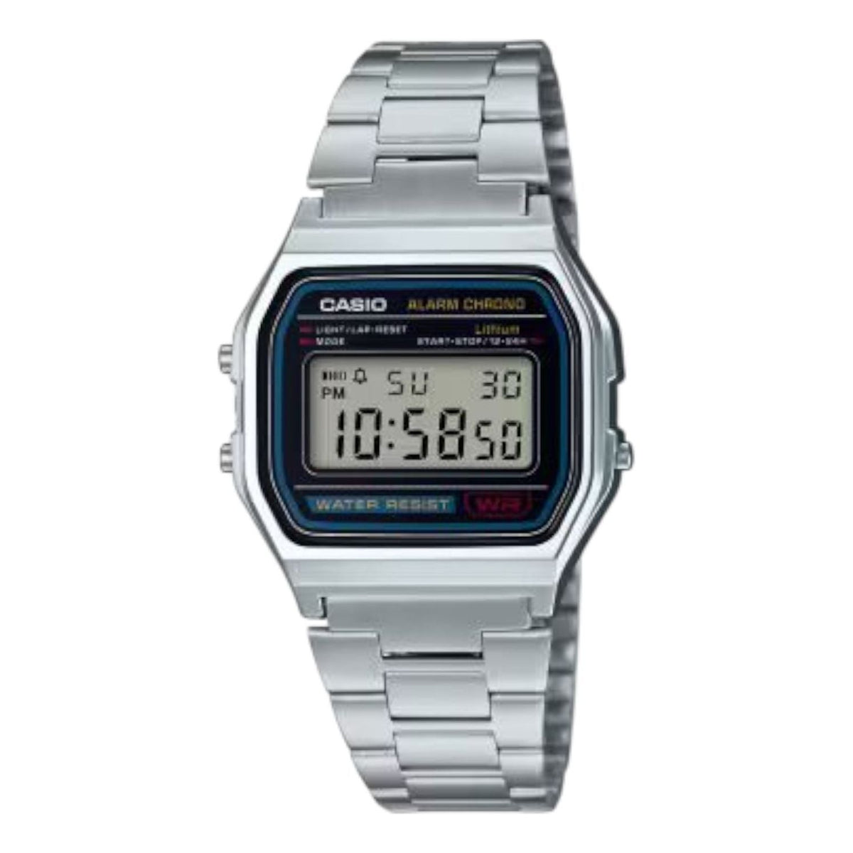 CASIO Vintage Water Resistant Stainless Steel Band LED Light 'Silver' A-158WA-1