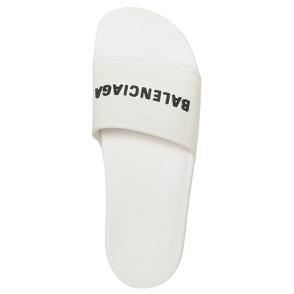 Womens Balenciaga White Logo Sliders