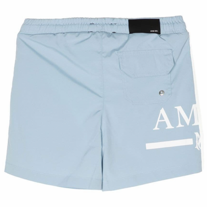 Amiri Baby Blue Logo Swimshorts
