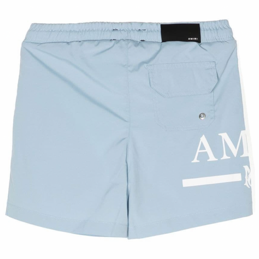 Amiri Baby Blue Logo Swimshorts