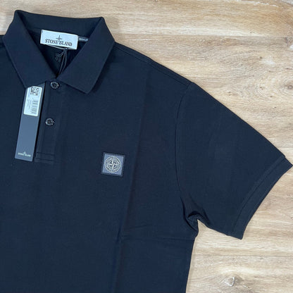 Stone Island Organic Cotton Pique Regular Fit Polo Shirt in Black