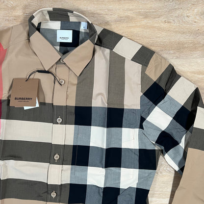 Burberry Slim Fit Check Cotton Shirt in Archive Beige