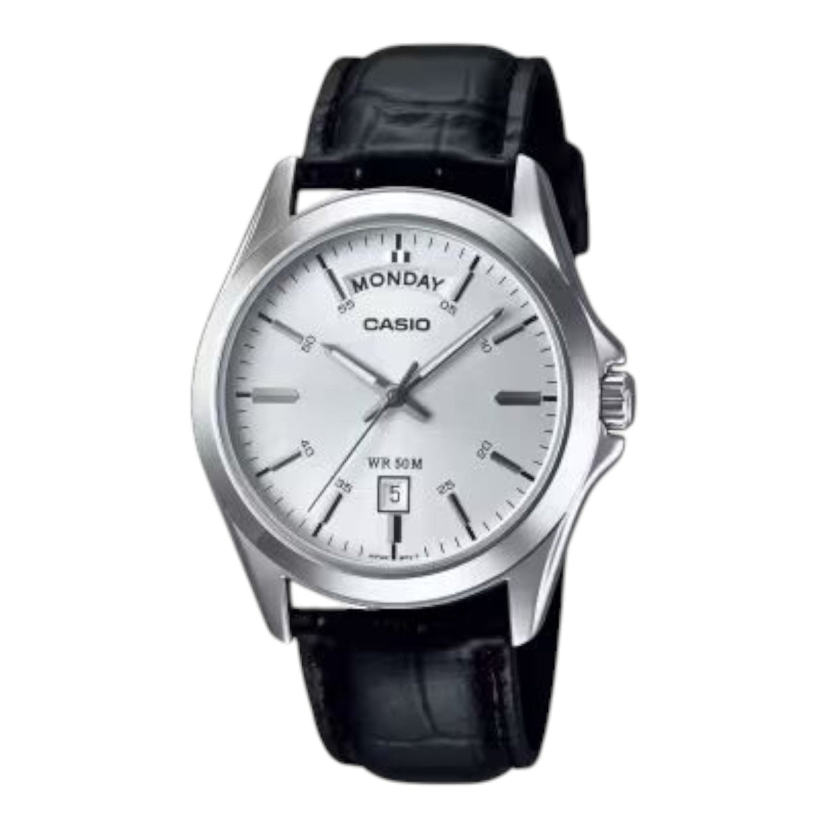 CASIO Standard Genuine Leather Band 'Black Silver' MTP-1370L-7AVDF