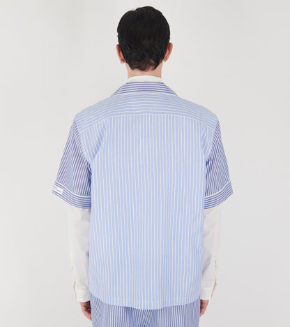 Wall Street Short Sleeve Shirt Blue Stripes One