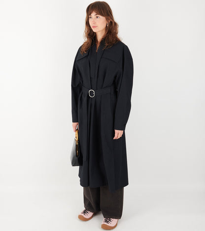 Cotton Canvas Shirt Dress Dark Navy