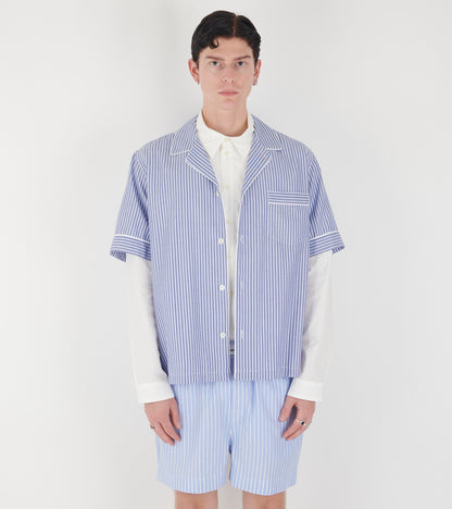 Wall Street Short Sleeve Shirt Blue Stripes One