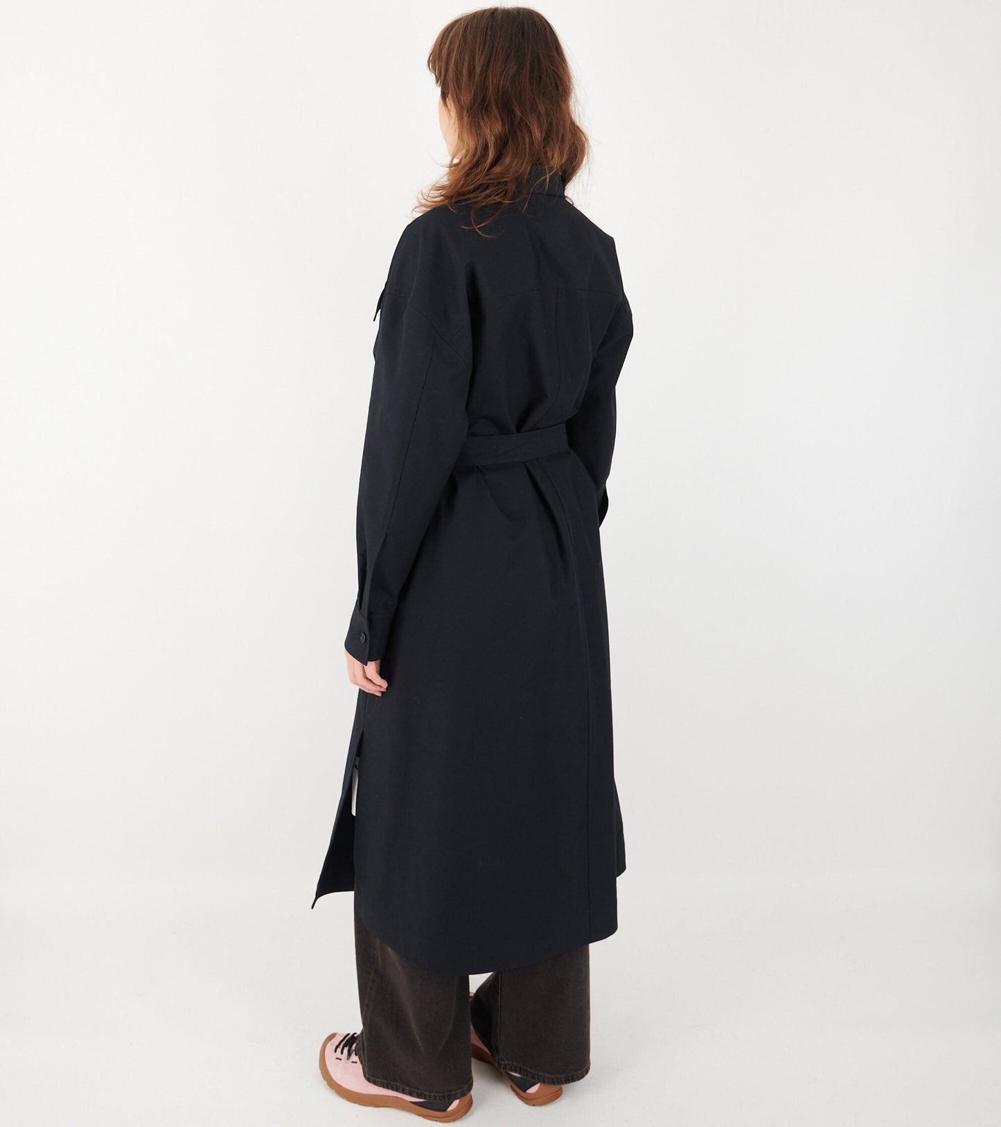Cotton Canvas Shirt Dress Dark Navy