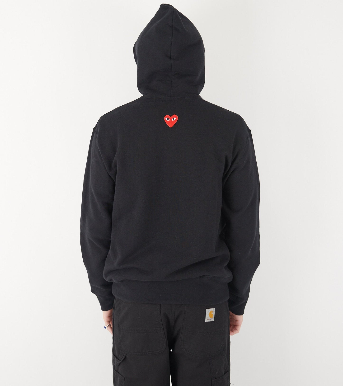 U Backside Red Heart Hoodie Black