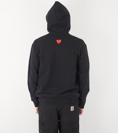 U Backside Red Heart Hoodie Black