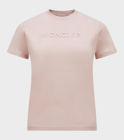 Embroidered Tonal Logo Cotton T-shirt Light Pink