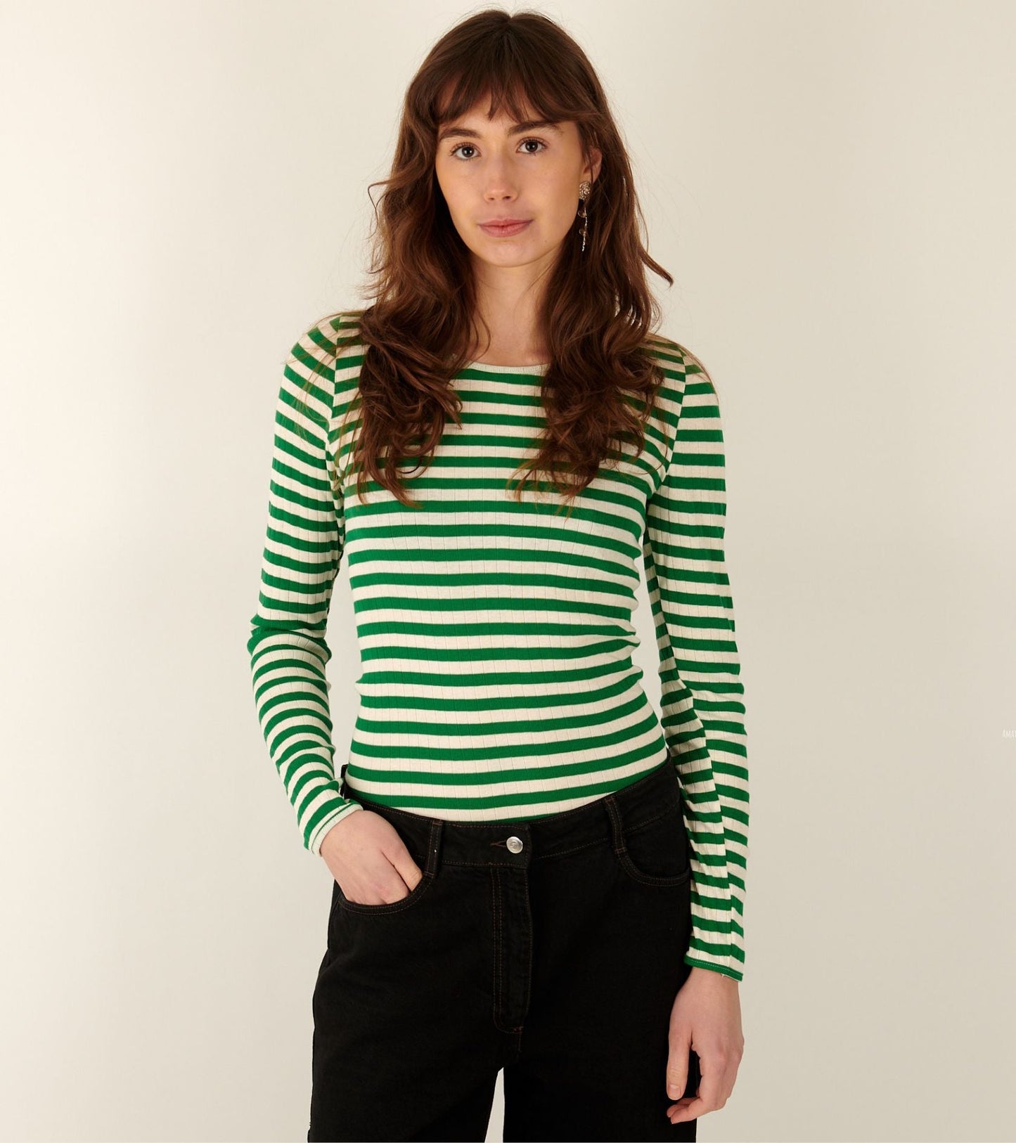 101 Rib Broadway Apple Green/Ecru