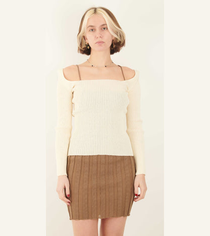 Emma Square Neck Top Ecru