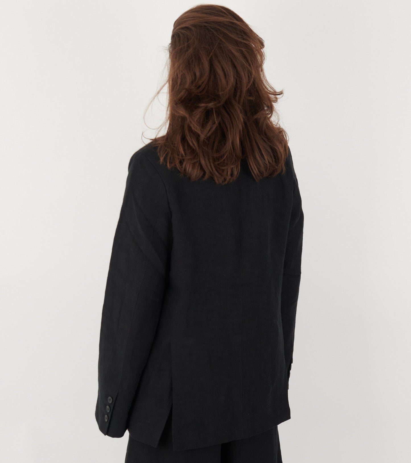 Linen Straight Blazer Black