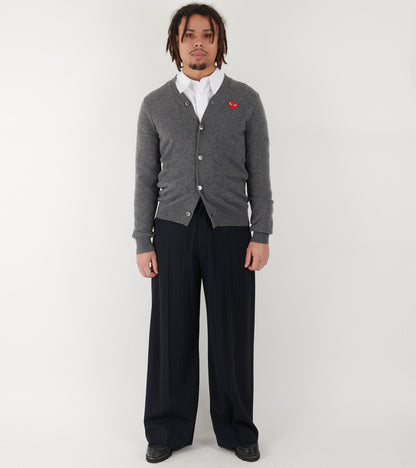 U Red Heart V-neck Cardigan Grey