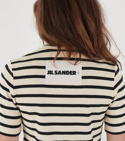 Striped S/S Crew Neck T-shirt Off-white/Black