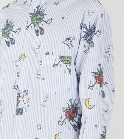 Strawbabies Button Down Shirt Blue/White