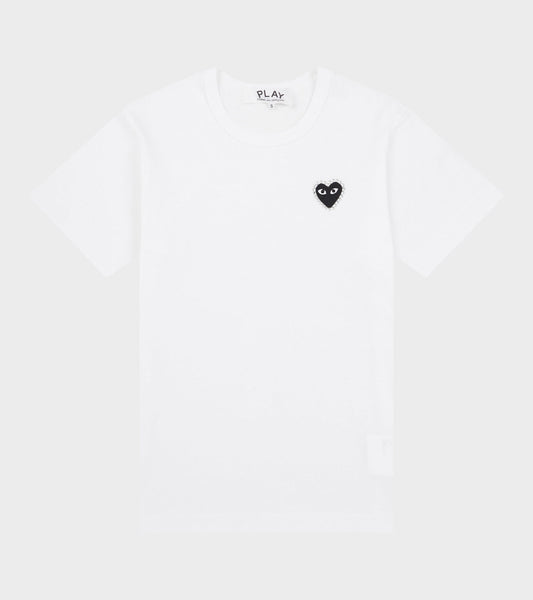U T-Shirt Black Rhinestone Emblem White