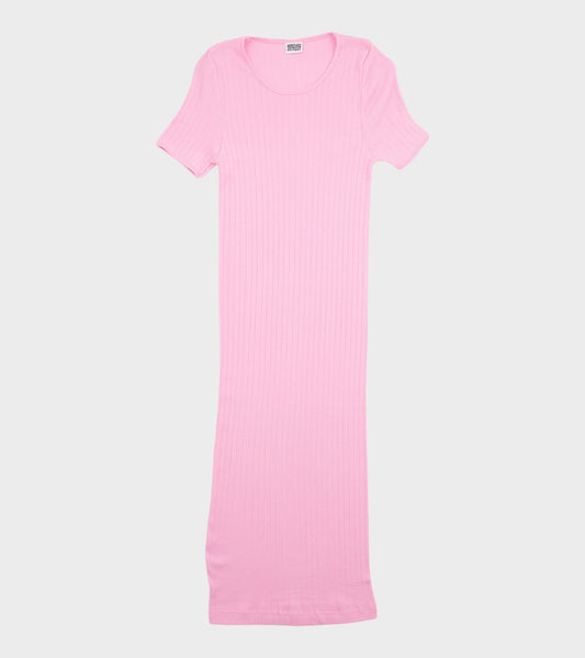 101 Short Sleeve John Rib Dress Bubblegum Pink