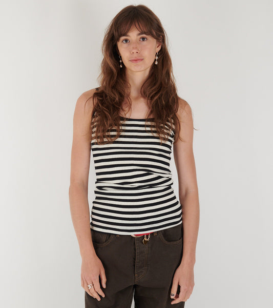 101 Strap Top Black/Ecru