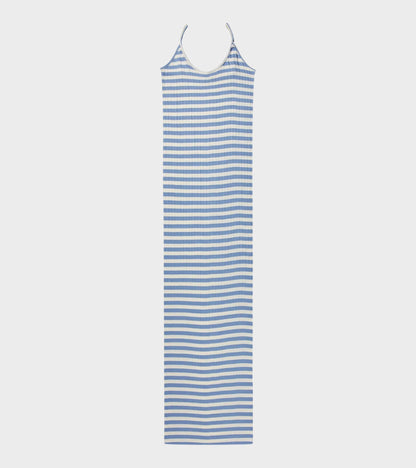 101 Strap Rib Dress Light Blue/Ecru