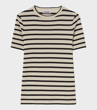 Striped S/S Crew Neck T-shirt Off-white/Black