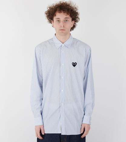 U Black Heart Striped Shirt Blue/White
