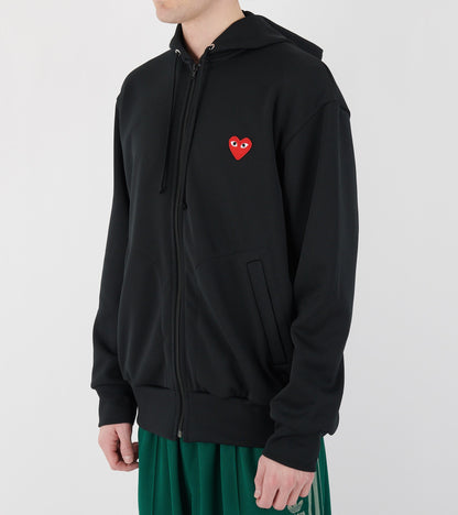 U Red Heart Zip Hoodie Black