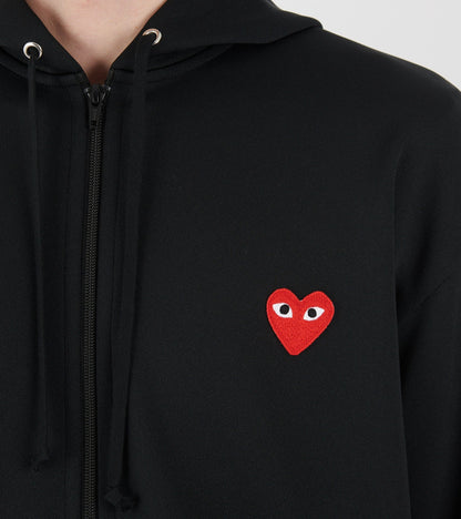 U Red Heart Zip Hoodie Black