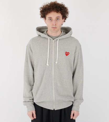 U Red Heart Zip Hoodie Grey