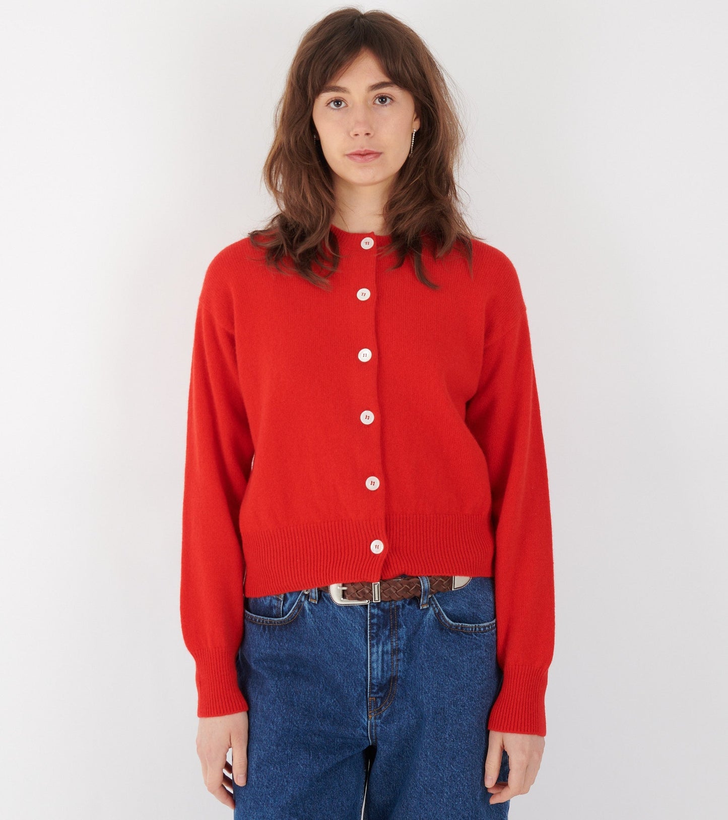 Ada Crewneck Cardigan Poppy Red