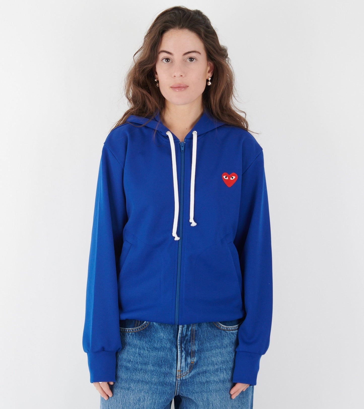 U Red Heart Zip Hoodie Blue