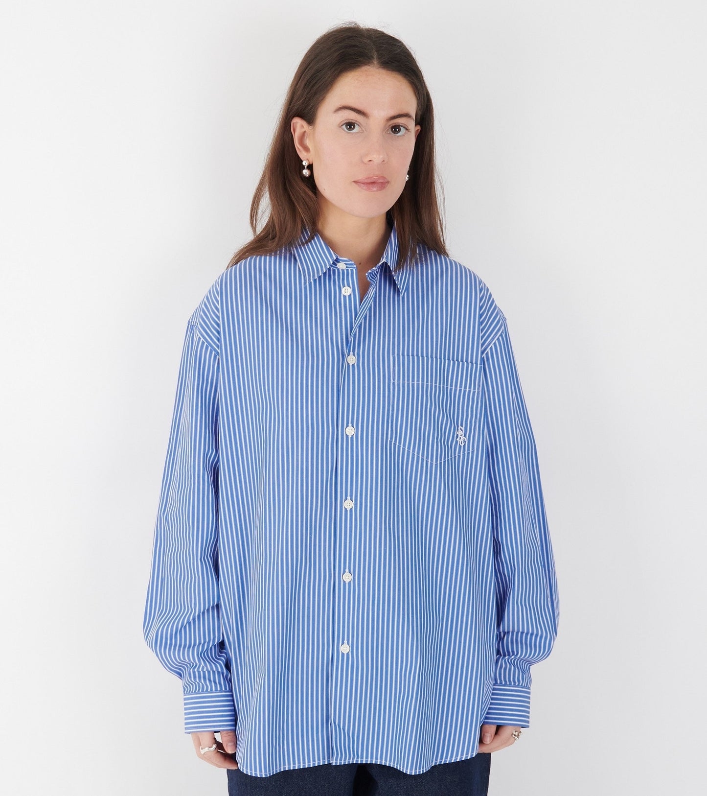 Oversized Shirt Blue Striped
