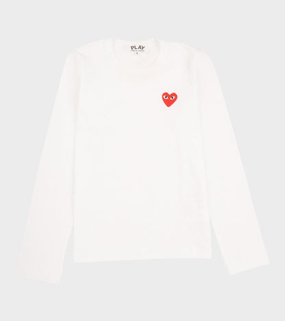 U Red Heart LS T-Shirt White