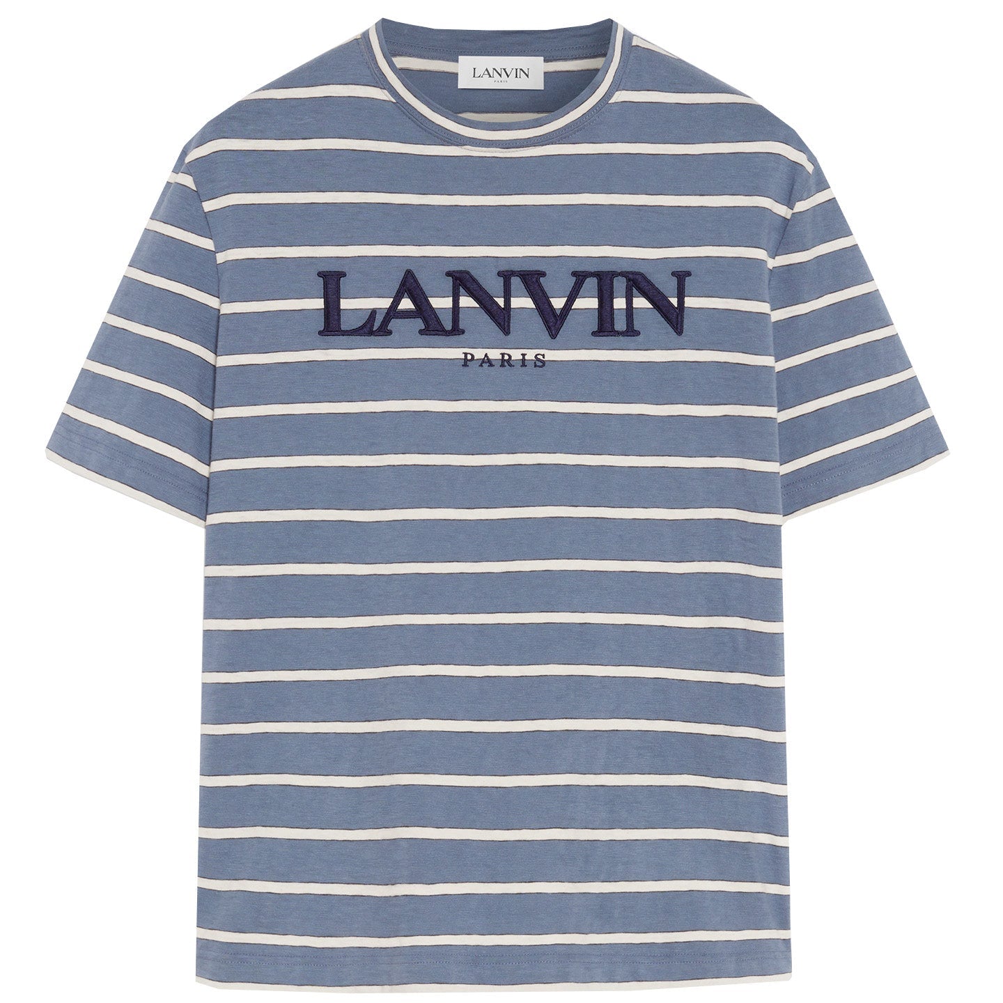 Lanvin Blue Striped Embroidered Logo T-Shirt