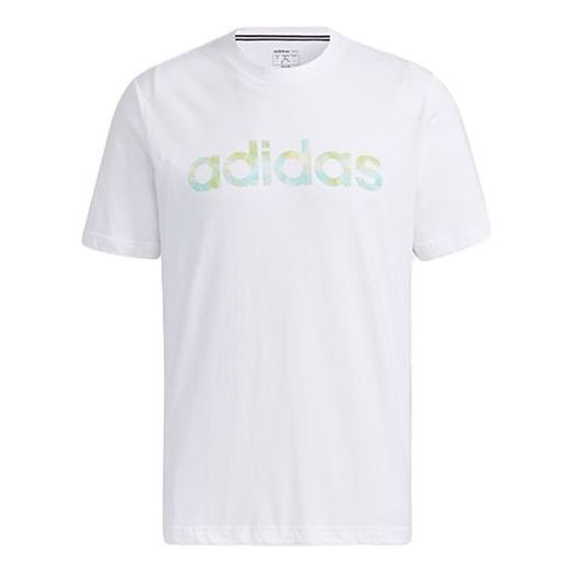 adidas neo Tie Dye Logo Printing Sports Round Neck Short Sleeve White GP4876