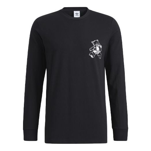 adidas originals Bear Printing Sports Round Neck Long Sleeves Black HL4098