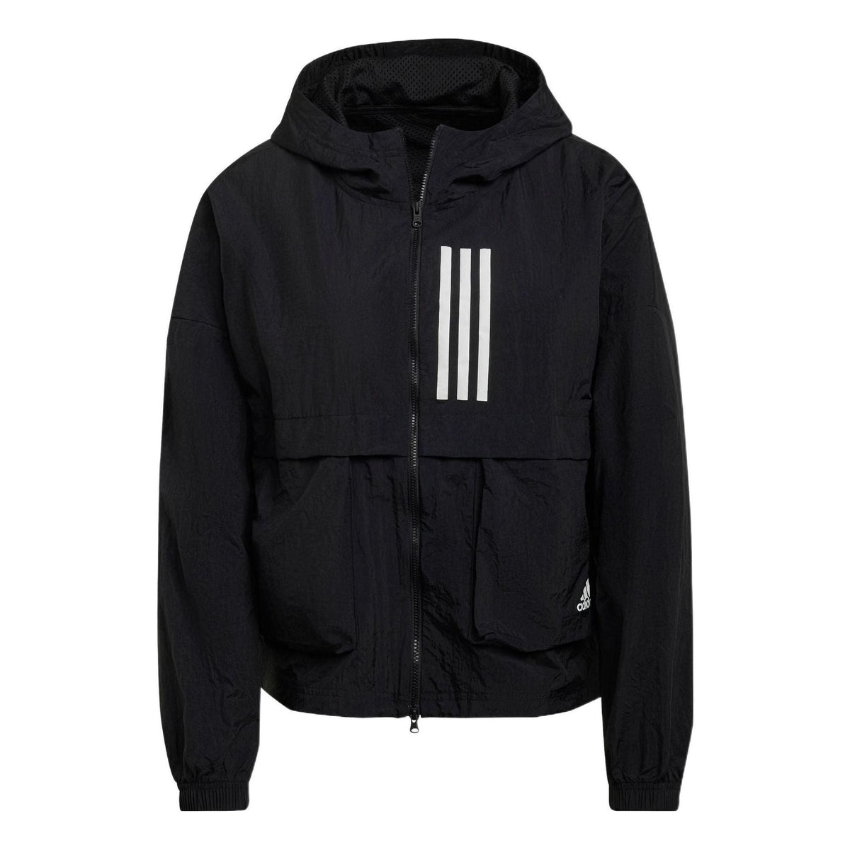 (WMNS) adidas Sportswear W.N.D. Windbreaker Asia Sizing 'Black White' GT9754