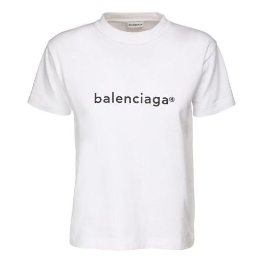 Balenciaga SS21 Casual Alphabet Logo Printing Large Short Sleeve White 612965TIV549040