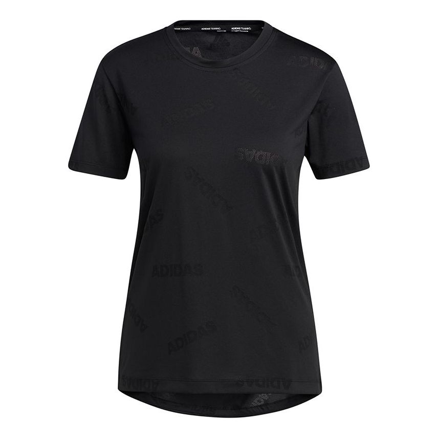 (WMNS) adidas Aeroknit Tee Solid Color Round Neck Sports Short Sleeve Black T-Shirt GQ9428