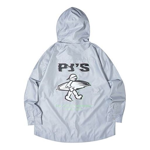 PJs Vigor Surf Laser Reflective Classic Series hooded Windproof Reflective Jacket Unisex Silver Gray 20FWJK20013P