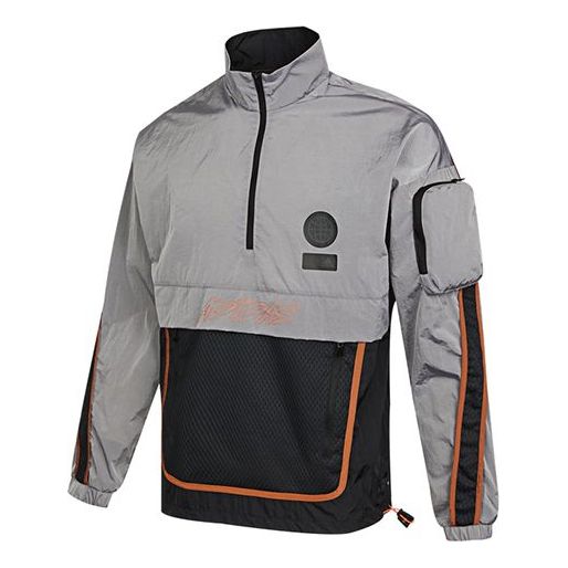 adidas Sports Stylish Stand Collar Cardigan Jacket Black Gray Colorblock GP0843